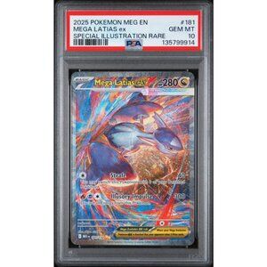 MEGA LATIAS EX SPECIAL ILLUSTRATION RARE PSA10 |2025 POKEMON MEGA EVOLUTION #181